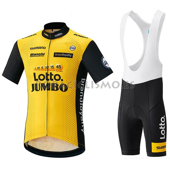 2018 Maillot Lotto Nl Jumbo Tirantes Mangas Cortas Amarillo y Ne